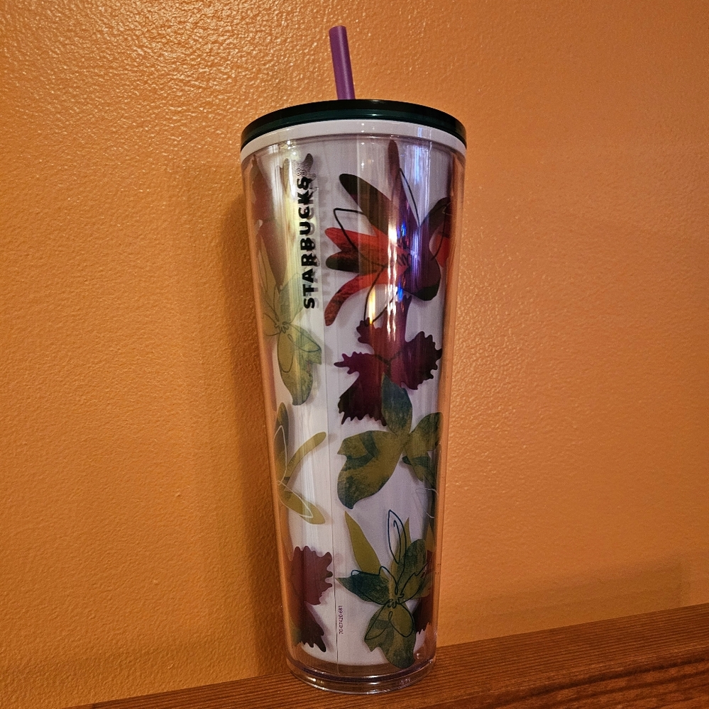 Starbucks 24oz Spring Floral Venti Tumbler 2022 Green Lid